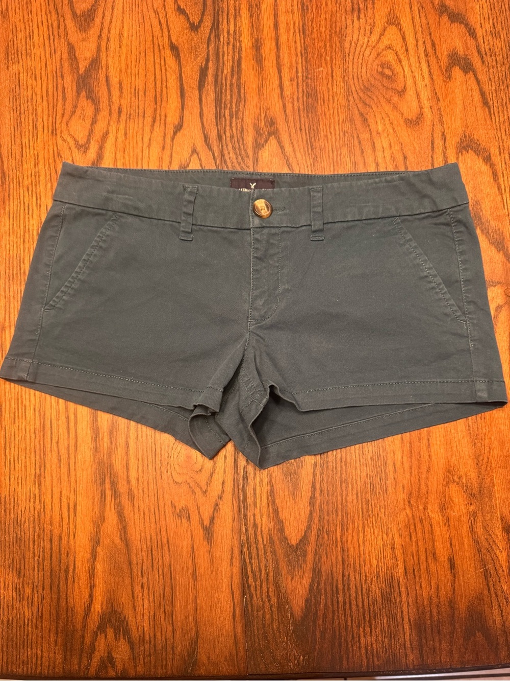 American Eagle Outfitters Dark Green High-Rise Cotton shortie Shorts